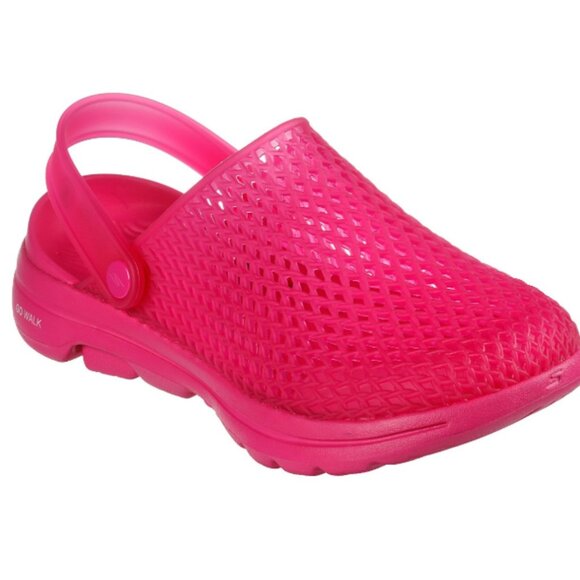 SKETCHERS GO WALK True Catch Foamies Slip on Clog Sandal in HOT PINK Wat… - Picture 11 of 13